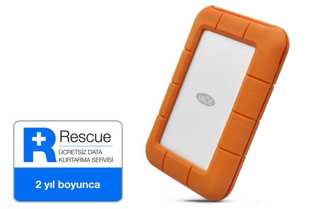 4TB LACIE 2.5 INC USB 3.1 (USB-C) STFR4000800 RUGGED MINI TAŞINABİLİR DİSK ŞOK YAĞMUR VE BASINÇ KORUMALI, 2 YIL DATA KURTARMA SERVİSİ