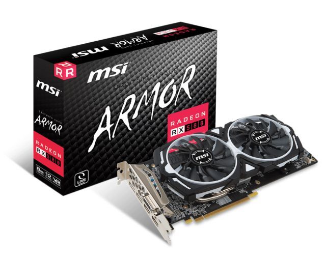 MSI VGA RADEON RX 580 ARMOR 8G RX580 8GB GDDR5 256b DX12 PCIE 3.0 x16 (1xDVI 2xHDMI 2xDP)