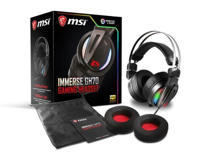 MSI GG IMMERSE GH70 GAMİNG HEADSET 7.1 SANAL ÇEVRESEL SES RGB LED AYDINLATMA MYSTİC LİGHT 50MM SÜRÜCÜ ÇELİK BANT KABLO KUMANDA SÖKÜL