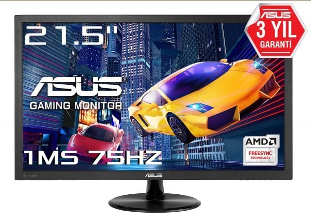 21.5 ASUS VP228QG Gaming LED FreeSync 1920x1080 1ms 75hz 3YIL DP HDMI VGA MM VESA EyeCare Flicker-Free Düşük Mavi Işık