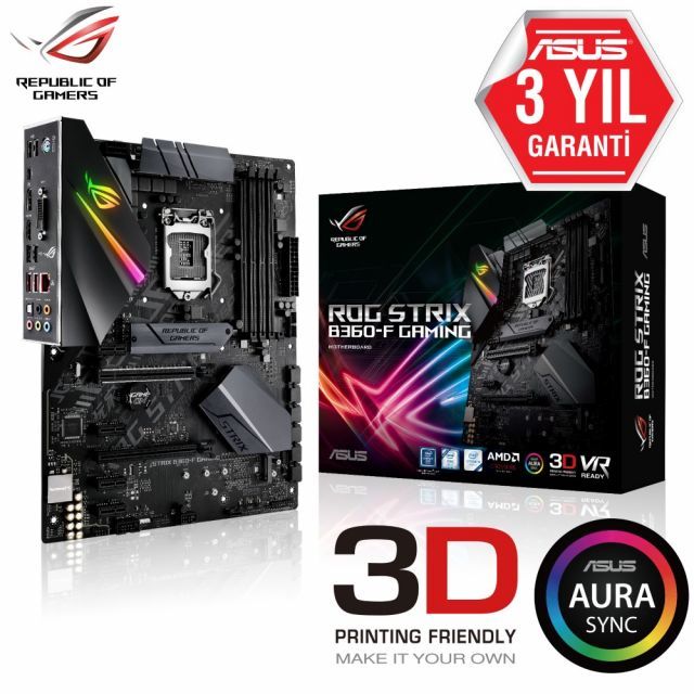 ASUS ROG STRIX B360-F GAMING INTEL B360 LGA1151 DDR4 2666 DP HDMI DVI M2 USB3.1 AURA RGB ATX