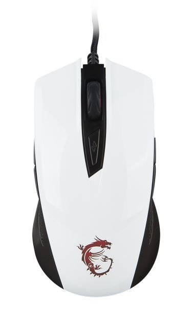 MSI GG CLUTCH GM40 WHİTE GAMİNG MOUSE 5.000 DPI PİXART PMW3310 OPTİK SENSÖR OMRON SWİTCH KIRMIZI LED ÖRGÜ KABLO ALTIN KAPLAMA USB BA