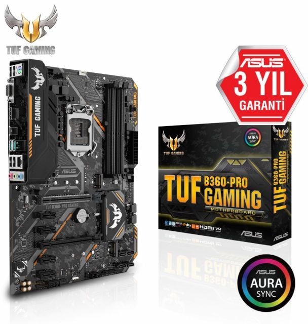 ASUS TUF B360-PRO GAMING INTEL B360 LGA1151 DDR4 2666 HDMI VGA M2 USB3.1 AURA RGB ATX