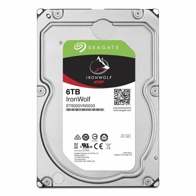 SEAGATE IRONWOLF 3.5 6TB SATA 3.0 256 MB 195MB/S RV SENSÖR 7200RPM 180TB/YİL ISYÜKÜ 7/24 NAS DİSK ST6000VN0033