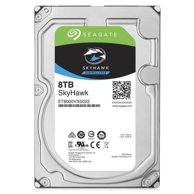 SEAGATE SKYHAWK 3.5 8TB SATA 3.0 256MB 210MB/S RV SENSÖR 7200RPM 64HD KAMERA 180TB/YİL ISYÜKÜ 7/24 GÜVENLİK DİSK ST8000VX0022