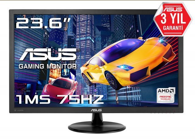 23.6 ASUS VP247QG Gaming LED FreeSync 1920x1080 1ms 75hz 3YIL DP HDMI VGA MM VESA EyeCare FlickerFree Düşük Mavi Işık