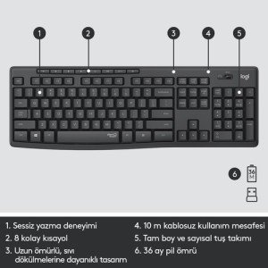 LOGITECH MK295 KlavyeMouse Set Kablosuz