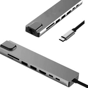 Daytona 8in1 Type-C to USB SD TF HDMI RJ45 Ethernet Hub Çevirici