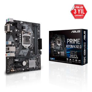 ASUS PRIME H310M-K R2.0 INTEL H310 LGA1151 DVI DSUB USB3.1 MATX WIN7+WIN10 DESTEKLİ
