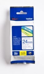 BROTHER P-TOUCH TZE-253 TZE-TAPE 24 MM BEYAZ ÜZERİNE MAVİ LAMİNASYONLU ETİKET