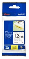 BROTHER P-TOUCH TZE-S231 TZE-TAPE 12MM BEYAZ ÜZERİNE SİYAH GÜÇLÜ YAPIŞKANLI LAMİNASYONLU ETİKET