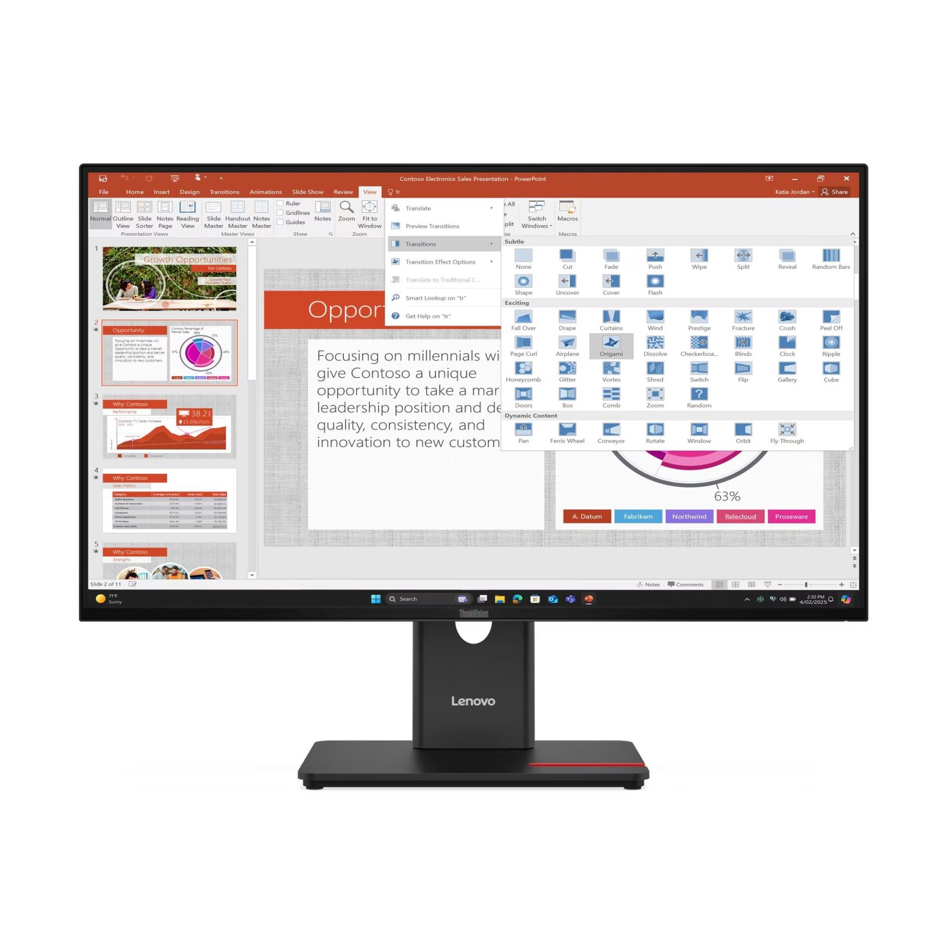 Lenovo ThinkVision T27-40 Monitor 64A5MAT6TK IPS 120Hz 6ms Full HD HDMI DisplayPort VGA 27'' Monitör