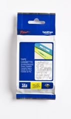 BROTHER P-TOUCH TZE-135 TZE-TAPE 12MM ŞEFFAF ÜZERİNE BEYAZ LAMİNASYONLU ETİKET