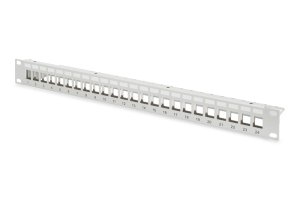 DIGITUS DN-91410 24 PORT BOŞ PATCH PANEL, ZIRHLI, 1U YÜKSEKLİĞİNDE, GRİ RENK