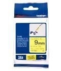 BROTHER P-TOUCH TZE-FX621 TZE-TAPE 9MM SARI ÜZERİNE SİYAH ESNEK LAMİNASYONLU ETİKET
