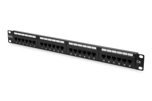 DIGITUS DN-91624U 19 INCH 24 PORT CAT6 UTP PATCH PANEL, 8P8C 50 μ (MİKRON), ALTIN KONTAK, ZIRHSIZ PATCH PANEL