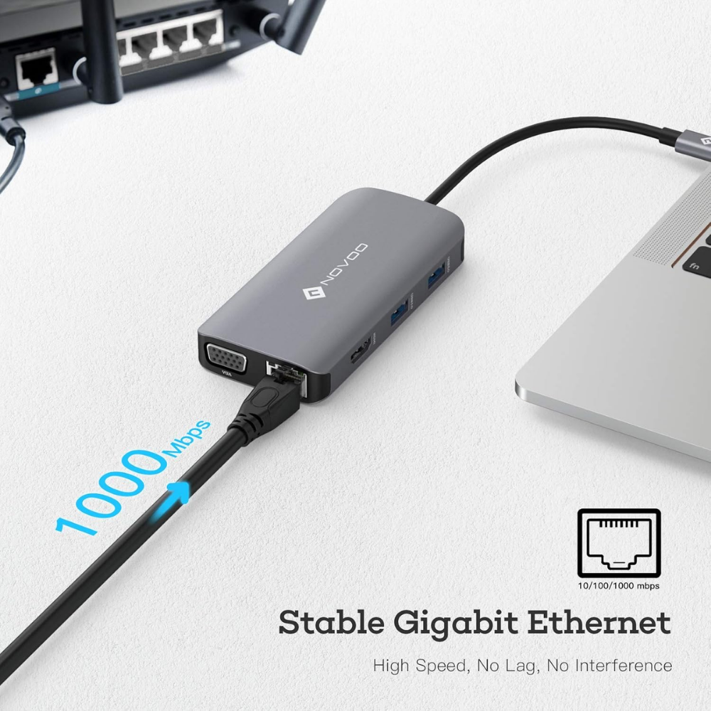 Novoo NVHUBSN09PLX 9in1 Alüminyum Type-C Çoklayıcı Hub