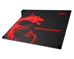 MSI GG THUNDERSTORM ALUMİNUM MOUSEPAD ÇİFT TARAFLI ANOTLANMIŞ ALÜMİNYUM YÜZEY KAYMAZ SİLİKON AYAK 320X225X2MM OYUNCU FARE ALTLIĞI