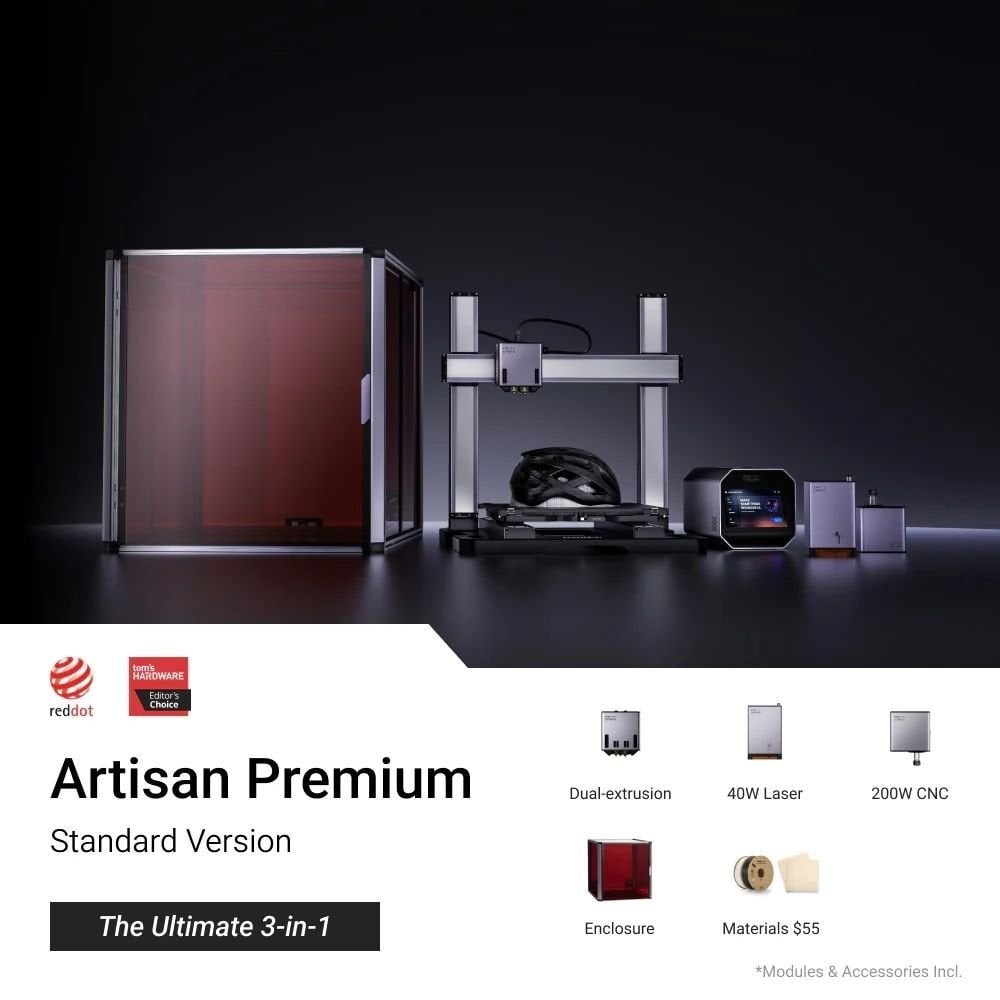 Snapmaker Artisan Premium 3-in-1 Lazer CNC 3D Yazıcı (Kabinli
