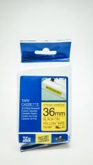 BROTHER P-TOUCH TZE-S661 TZE-TAPE 36MM SARI ÜZERİNE SİYAH GÜÇLÜ YAPIŞKANLI LAMİNASYONLU ETİKET