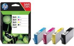 HP N9J74AE (364XL) SIYAH/MACENTA/SARI/CAMGOBEGI 4 LÜ PAKET YUKSEK KAPASITELI MUREKKEP KARTUSLARI 550/750/750/750 SAYFA