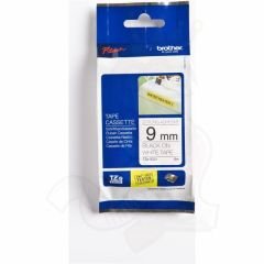 BROTHER P-TOUCH TZE-S221 TZE-TAPE 9MM BEYAZ ÜZERİNE SİYAH GÜÇLÜ YAPIŞKAN LAMİNASYONLU ETİKET