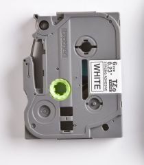 BROTHER P-TOUCH TZE-S211 TZE-TAPE 6MM BEYAZ ÜZERİNE SİYAH GÜÇLÜ YAPIŞKANLI LAMİNASYONLU ETİKET