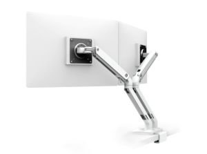 MXV  DESK DUAL MONITOR ARM WITH UNDER MOUNT CLAMP, WHITE