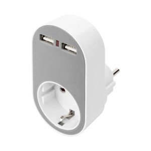 Digitus Evrensel Priz ve USB Yuvaya Sahip Şarj Adaptörü