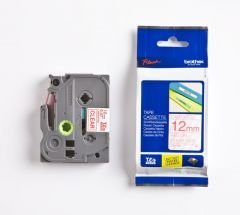 BROTHER P-TOUCH TZE-132 TZE-TAPE 12MM ŞEFFAF ÜZERİNE KIRMIZI LAMİNASYONLU ETİKET