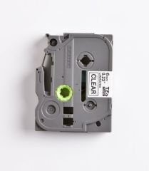 BROTHER P-TOUCH TZE-111 TZE-TAPE 6MM ŞEFFAF ÜZERİNE SİYAH LAMİNASYONLU ETİKET