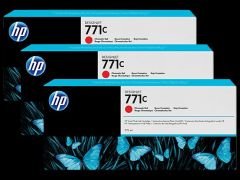 HP B6Y32A (771C) KROMATIK KIRMIZI 3 LU PAKET 775 ML GENIS FORMAT MUREKKEP KARTUSU