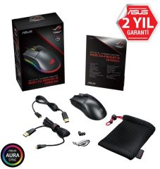ASUS ROG Gladius II Origin FPS Oyuncu Mouse 12000 DPI Sensor Aura Sync RGB Örgülü Kablo